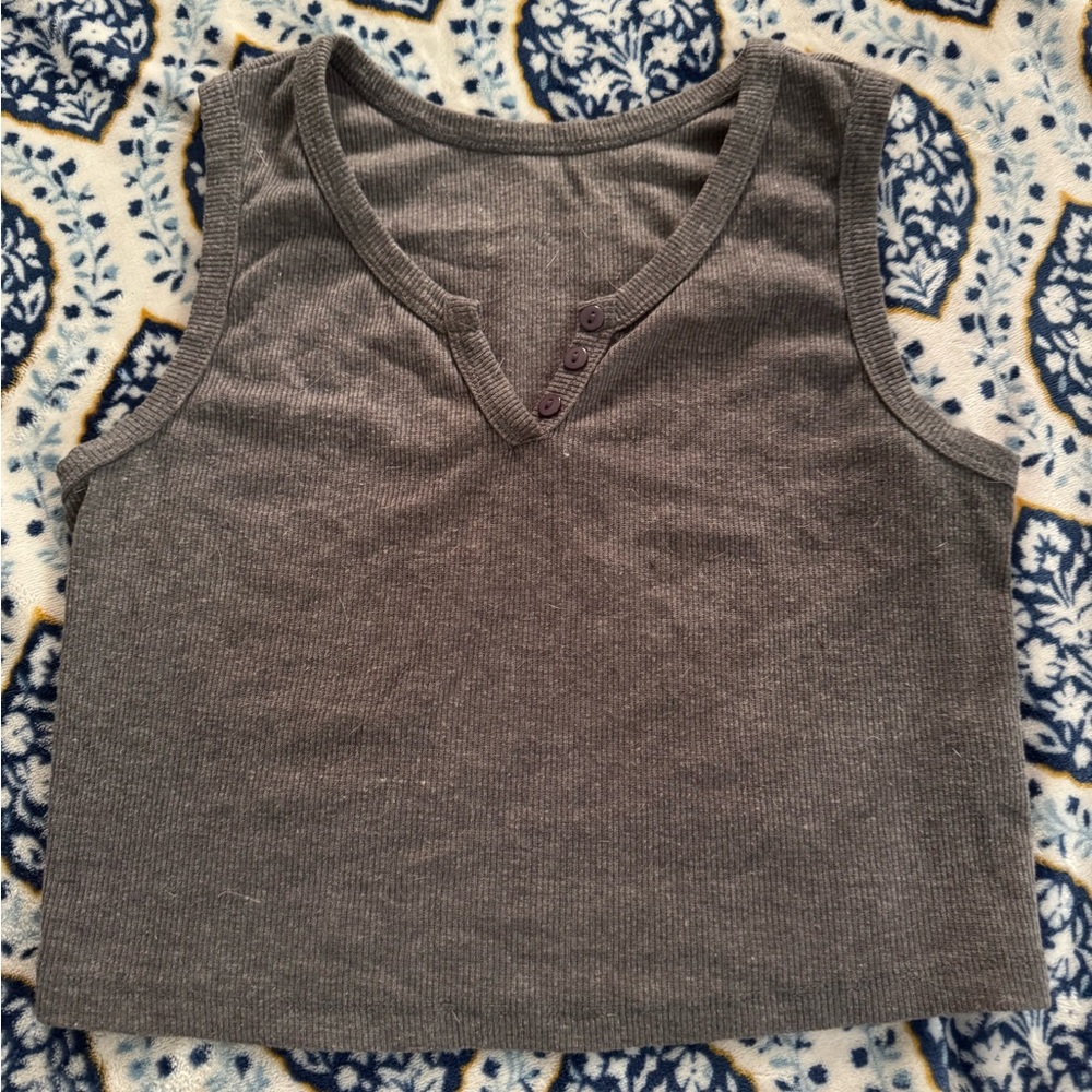 Gray Crop Sleeveless Tank Top